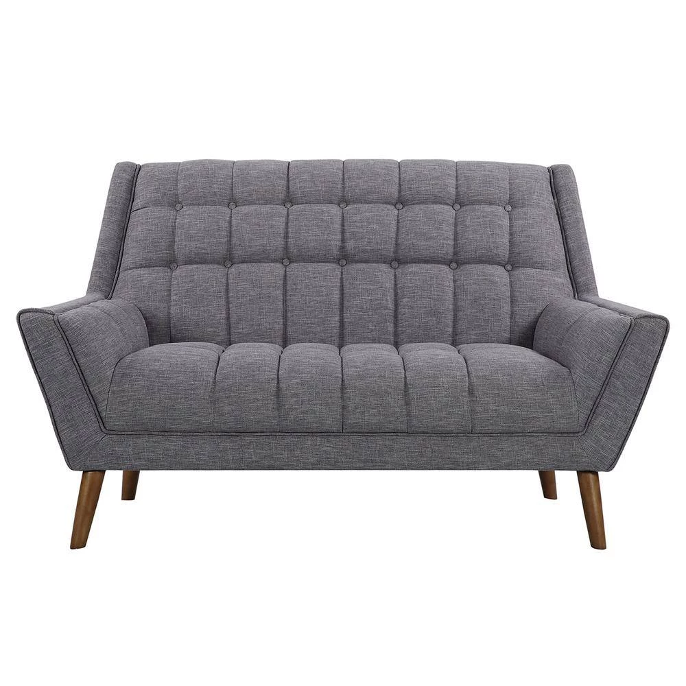 Cobra Mid-Century Modern Loveseat in Dark Gray Linen and Walnut Legs by Armen Living 5 Cobra Mid-Century Modern Loveseat in Dark Gray Linen and Walnut Legs by Armen Living - Image 3