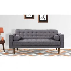 Element 67 in. Dark Gray Linen 2-Seater Loveseat with Tapered Wood Legs by Armen Living -Armen Living Online Shop dark gray armen living loveseats lcel2dg 31 1000