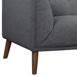 Hudson 62 in. Dark Gray Button Tufted Linen 2-Seater Loveseat with Walnut Legs by Armen Living -Armen Living Online Shop dark gray armen living loveseats lchu2dg 44 1000