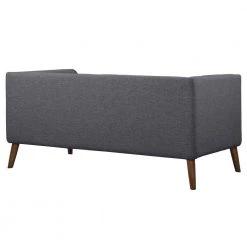 Hudson 62 in. Dark Gray Button Tufted Linen 2-Seater Loveseat with Walnut Legs by Armen Living -Armen Living Online Shop dark gray armen living loveseats lchu2dg 4f 1000