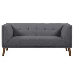 Hudson 62 in. Dark Gray Button Tufted Linen 2-Seater Loveseat with Walnut Legs by Armen Living -Armen Living Online Shop dark gray armen living loveseats lchu2dg c3 1000