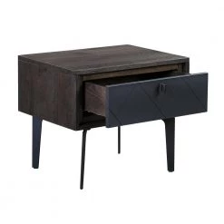 Cross Dark Gray Solid Oak and Metal Nightstand 20 in. H x 24 in. W x 18 in. D by Armen Living -Armen Living Online Shop dark gray armen living nightstands lccrlaoa 4f 1000