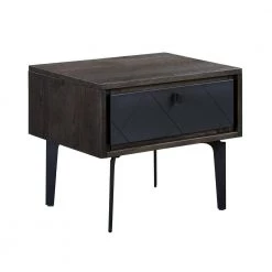 Cross Dark Gray Solid Oak and Metal Nightstand 20 in. H x 24 in. W x 18 in. D by Armen Living -Armen Living Online Shop dark gray armen living nightstands lccrlaoa e1 1000