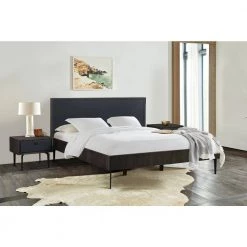 Cross Dark Gray Solid Oak and Metal Nightstand 20 in. H x 24 in. W x 18 in. D by Armen Living -Armen Living Online Shop dark gray armen living nightstands lccrlaoa fa 1000