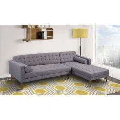 Element Right-Side Chaise Sectional in Dark Gray Linen and Walnut Legs by Armen Living -Armen Living Online Shop dark gray armen living sectional sofas lcelchdgri 31 1000