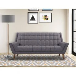 Cobra Mid-Century Modern Dark Gray Linen and Walnut Legs Sofa by Armen Living -Armen Living Online Shop dark gray armen living sofas couches lcco3dg 31 1000
