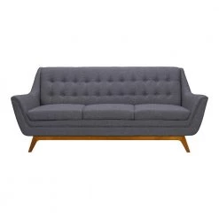 Janson 82 in. Dark Gray Polyester 3-Seater Chesterfield Sofa with Flared Arms by Armen Living