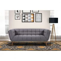 Phantom Mid-Century Modern Dark Gray Linen and Walnut Legs Sofa by Armen Living -Armen Living Online Shop dark gray armen living sofas couches lcph3dg 31 1000