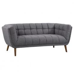 Phantom Mid-Century Modern Dark Gray Linen and Walnut Legs Sofa by Armen Living