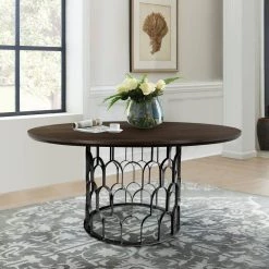 Gatsby Dark Gray Oak and Metal Round Dining Table by Armen Living -Armen Living Online Shop dark grey armen living kitchen dining tables lcgtdioa 31 1000