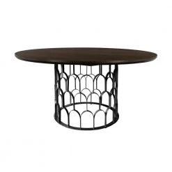 Gatsby Dark Gray Oak and Metal Round Dining Table by Armen Living