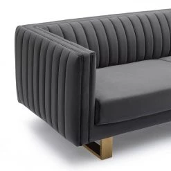 Delilah Dark Grey Velvet Sofa with Matte Gold Legs by Armen Living -Armen Living Online Shop dark grey armen living sofas couches lcdh3grey 1f 1000