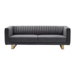 Delilah Dark Grey Velvet Sofa with Matte Gold Legs by Armen Living