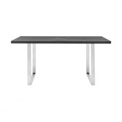 Fenton 71 in. W Rectangular Charcoal Dining Table with Melamine Top and Brushed Stainless Steel Base (Seats Up to 6) by Armen Living