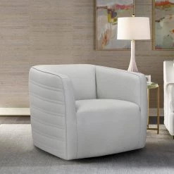Melanie Swivel Dove Gray Leather Barrel Chair by Armen Living -Armen Living Online Shop dove gray armen living accent chairs lcmechdv 31 1000