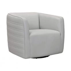 Melanie Swivel Dove Gray Leather Barrel Chair by Armen Living