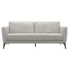 Genuine Dove Grey Leather Contemporary Sofa with Black Metal Legs by Armen Living