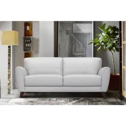 Jedd 81.9 in. DOVE GREY Leather 3-Seater Lawson Sofa with Wood Legs by Armen Living -Armen Living Online Shop dove grey armen living sofas couches lcjd3dv 31 1000