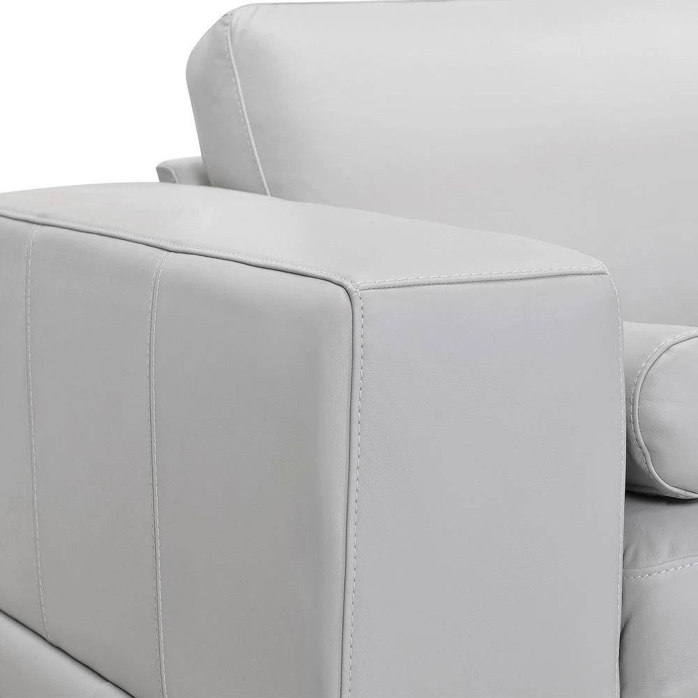 Wynne 93.8 in. Dove Gray Leather 3-Seater Lawson Sofa with Wood Legs by Armen Living 6 Wynne 93.8 in. Dove Gray Leather 3-Seater Lawson Sofa with Wood Legs by Armen Living - Image 4