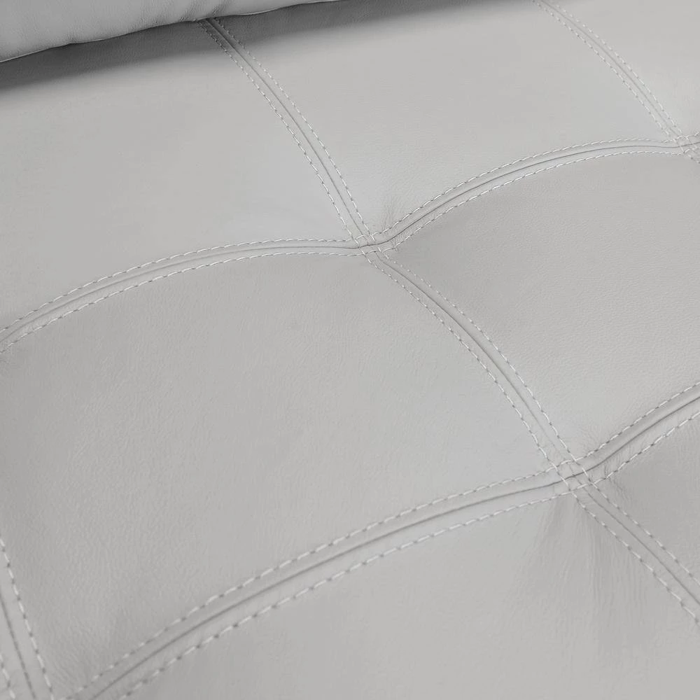 Wynne 93.8 in. Dove Gray Leather 3-Seater Lawson Sofa with Wood Legs by Armen Living 7 Wynne 93.8 in. Dove Gray Leather 3-Seater Lawson Sofa with Wood Legs by Armen Living - Image 5