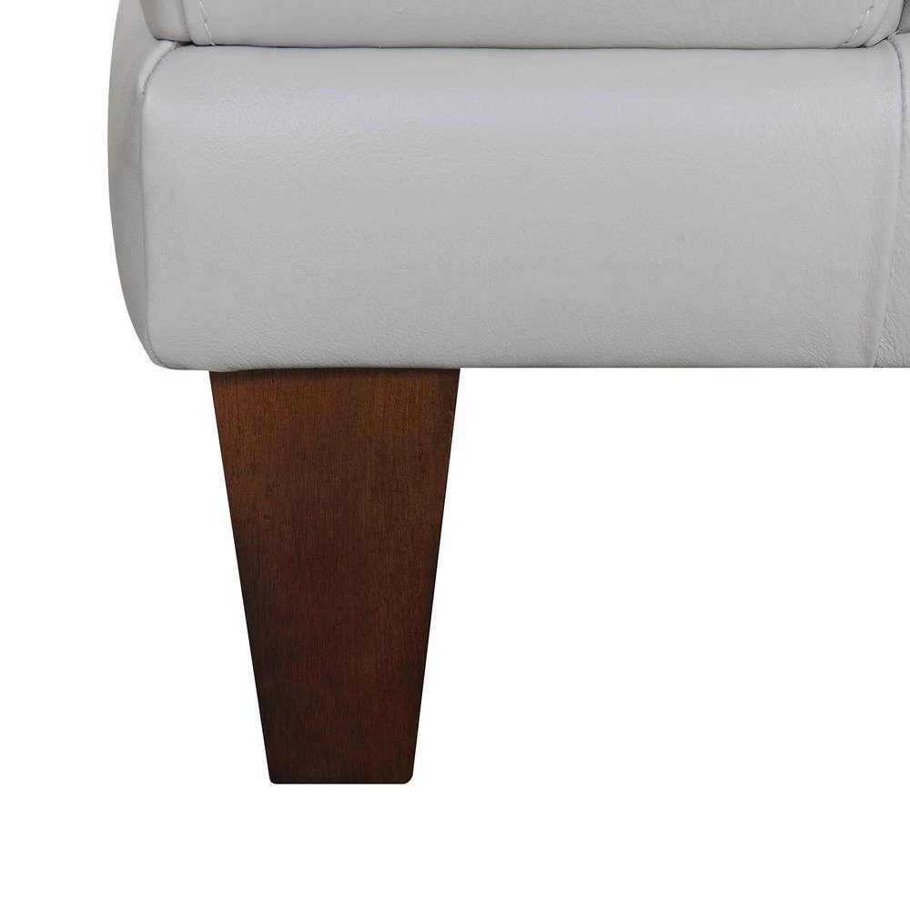 Wynne 93.8 in. Dove Gray Leather 3-Seater Lawson Sofa with Wood Legs by Armen Living 9 Wynne 93.8 in. Dove Gray Leather 3-Seater Lawson Sofa with Wood Legs by Armen Living - Image 7