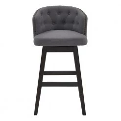 Celine 26" Counter Height Wood Swivel Tufted Bar Stool in Espresso Finish with Grey Fabric by Armen Living -Armen Living Online Shop espresso armen living bar stools lccibaesgr26 c3 1000