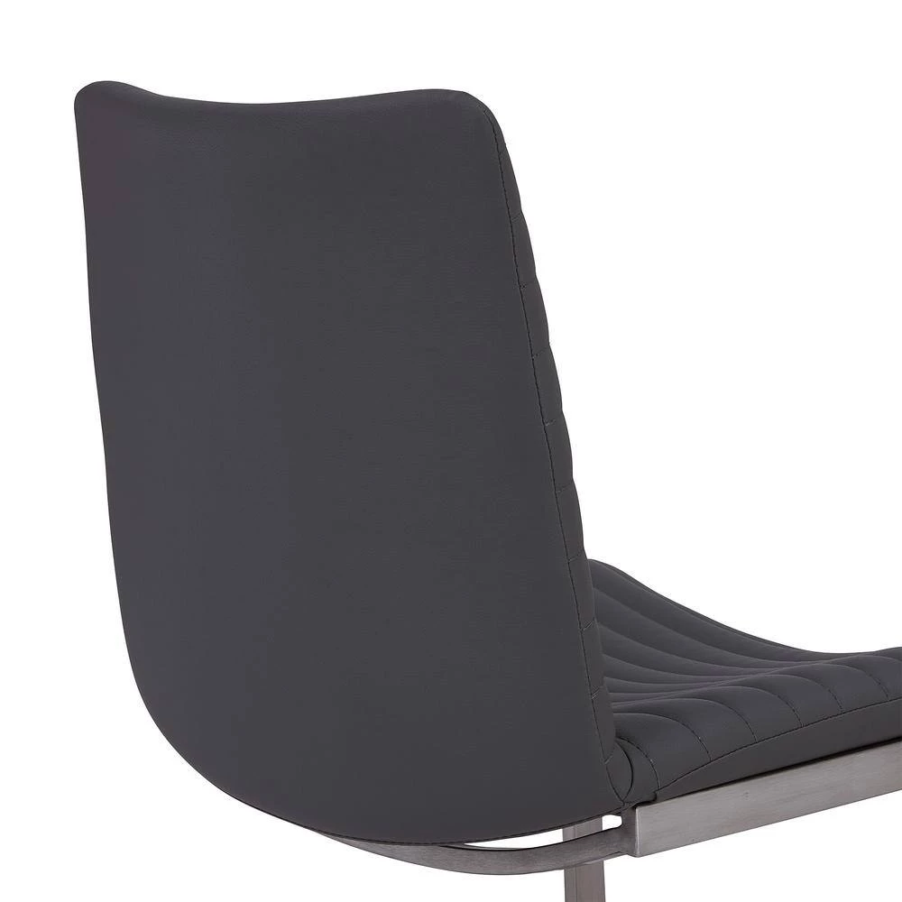 April Brushed Stainless Steel and Grey Faux Leather Dining Chair (Set of 2) by Armen Living 7 April Brushed Stainless Steel and Grey Faux Leather Dining Chair (Set of 2) by Armen Living - Image 5