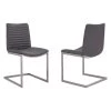 April Brushed Stainless Steel and Grey Faux Leather Dining Chair (Set of 2) by Armen Living -Armen Living Online Shop gra stainless steel armen living dining chairs lcapsibsgr 64 1000