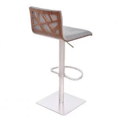 Crystal Bar Stool in Brushed Steel with Grey Fabric upholstery and Walnut Back by Armen Living -Armen Living Online Shop gray and brushed steel armen living bar stools lccrbagrf c3 1000
