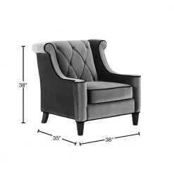 Barrister Gray Velvet with Black Piping Accent Chair by Armen Living -Armen Living Online Shop gray armen living accent chairs lc8441gray 40 1000