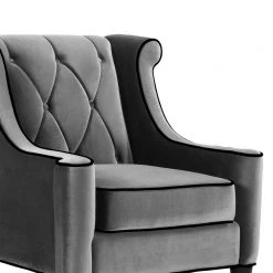 Barrister Gray Velvet with Black Piping Accent Chair by Armen Living -Armen Living Online Shop gray armen living accent chairs lc8441gray 4f 1000