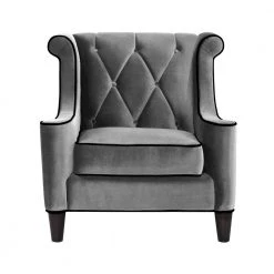 Barrister Gray Velvet with Black Piping Accent Chair by Armen Living -Armen Living Online Shop gray armen living accent chairs lc8441gray c3 1000