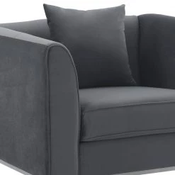 Everest Gray Fabric Upholstered Sofa Accent Chair with Brushed Stainless Steel Legs by Armen Living 13 Everest Gray Fabric Upholstered Sofa Accent Chair with Brushed Stainless Steel Legs by Armen Living -Armen Living Online Shop gray armen living accent chairs lcev1grey 1f 1000