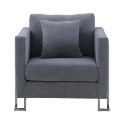 Heritage Gray Fabric Upholstered Accent Chair with Brushed Stainless Steel Legs by Armen Living -Armen Living Online Shop gray armen living accent chairs lcht1grey c3 1000