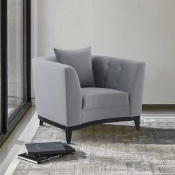 Melange Gray Velvet Accent Chair with Black Wood Base by Armen Living -Armen Living Online Shop gray armen living accent chairs lcmg1grey 31 1000