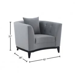 Melange Gray Velvet Accent Chair with Black Wood Base by Armen Living -Armen Living Online Shop gray armen living accent chairs lcmg1grey 40 1000