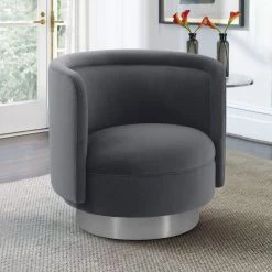 Peony Gray Fabric Upholstered Swivel Accent Arm Chair by Armen Living -Armen Living Online Shop gray armen living accent chairs lcpechgrey 31 1000