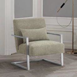 Armen in Gray Linen and Steel Living Skyline Modern Accent Chair by Armen Living -Armen Living Online Shop gray armen living accent chairs lcskchgr 31 1000