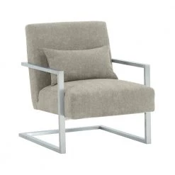 Armen in Gray Linen and Steel Living Skyline Modern Accent Chair by Armen Living