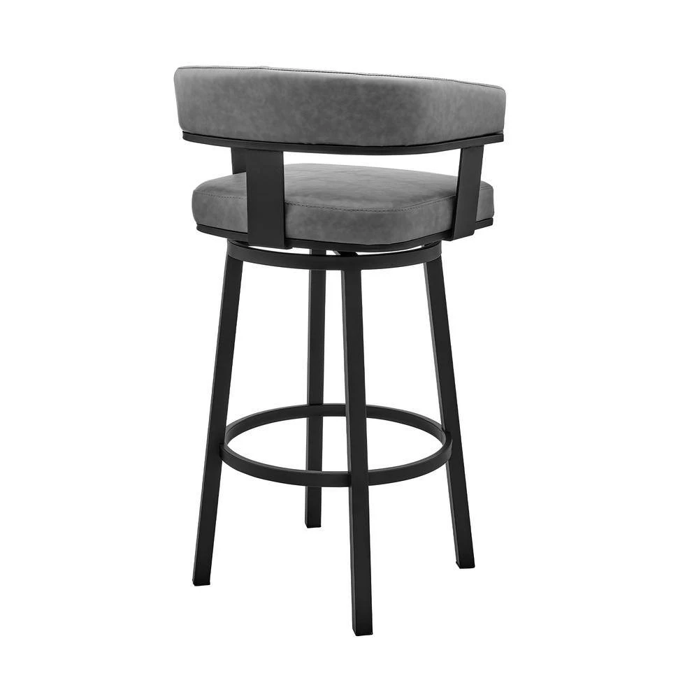 Cohen 30 in. Bar Height Low Back Swivel Bar Stool in Black and Grey Faux Leather by Armen Living 7 Cohen 30 in. Bar Height Low Back Swivel Bar Stool in Black and Grey Faux Leather by Armen Living - Image 5