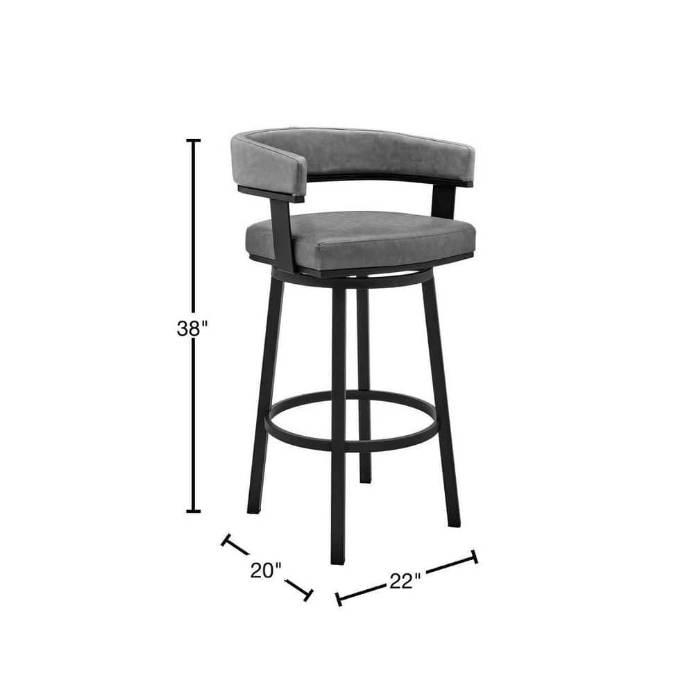 Cohen 30 in. Bar Height Low Back Swivel Bar Stool in Black and Grey Faux Leather by Armen Living 5 Cohen 30 in. Bar Height Low Back Swivel Bar Stool in Black and Grey Faux Leather by Armen Living - Image 3