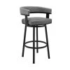 Cohen 30 in. Bar Height Low Back Swivel Bar Stool in Black and Grey Faux Leather by Armen Living -Armen Living Online Shop gray armen living bar stools 721535761975 64 1000