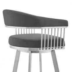 Chelsea 34 in. Gray Standard Back Stainless Steel 26 in. Bar Stool with Faux Leather Seat by Armen Living -Armen Living Online Shop gray armen living bar stools lccsbabsgr26 44 1000
