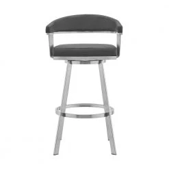 Chelsea 34 in. Gray Standard Back Stainless Steel 26 in. Bar Stool with Faux Leather Seat by Armen Living -Armen Living Online Shop gray armen living bar stools lccsbabsgr26 c3 1000