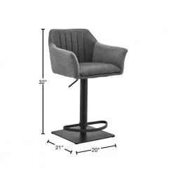 Erin Adjustable Grey Faux Leather and Fabric Black Metal Full Back Swivel Bar Stool by Armen Living 11 Erin Adjustable Grey Faux Leather and Fabric Black Metal Full Back Swivel Bar Stool by Armen Living -Armen Living Online Shop gray armen living bar stools lcerbagrbl 40 1000