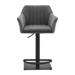 Erin Adjustable Grey Faux Leather and Fabric Black Metal Full Back Swivel Bar Stool by Armen Living 12 Erin Adjustable Grey Faux Leather and Fabric Black Metal Full Back Swivel Bar Stool by Armen Living -Armen Living Online Shop gray armen living bar stools lcerbagrbl c3 1000