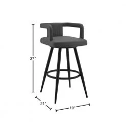 Gabriele 30 in. Gray Faux Leather and Black Metal Low Back Swivel Bar Stool by Armen Living 13 Gabriele 30 in. Gray Faux Leather and Black Metal Low Back Swivel Bar Stool by Armen Living -Armen Living Online Shop gray armen living bar stools lcgbbablgr30 40 1000