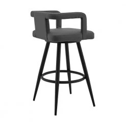 Gabriele 30 in. Gray Faux Leather and Black Metal Low Back Swivel Bar Stool by Armen Living 15 Gabriele 30 in. Gray Faux Leather and Black Metal Low Back Swivel Bar Stool by Armen Living -Armen Living Online Shop gray armen living bar stools lcgbbablgr30 4f 1000