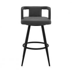 Gabriele 30 in. Gray Faux Leather and Black Metal Low Back Swivel Bar Stool by Armen Living 14 Gabriele 30 in. Gray Faux Leather and Black Metal Low Back Swivel Bar Stool by Armen Living -Armen Living Online Shop gray armen living bar stools lcgbbablgr30 c3 1000