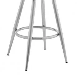 Maxen 30 in. H Gray Faux Leather and Brushed Stainless Steel Open Back Swivel Bar Stool by Armen Living -Armen Living Online Shop gray armen living bar stools lcmxbabsgr30 fa 1000